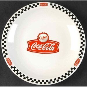 Coca Cola Town Square Black Checks 2003 Check Salad Dessert Plate Coke Logo 7.5"